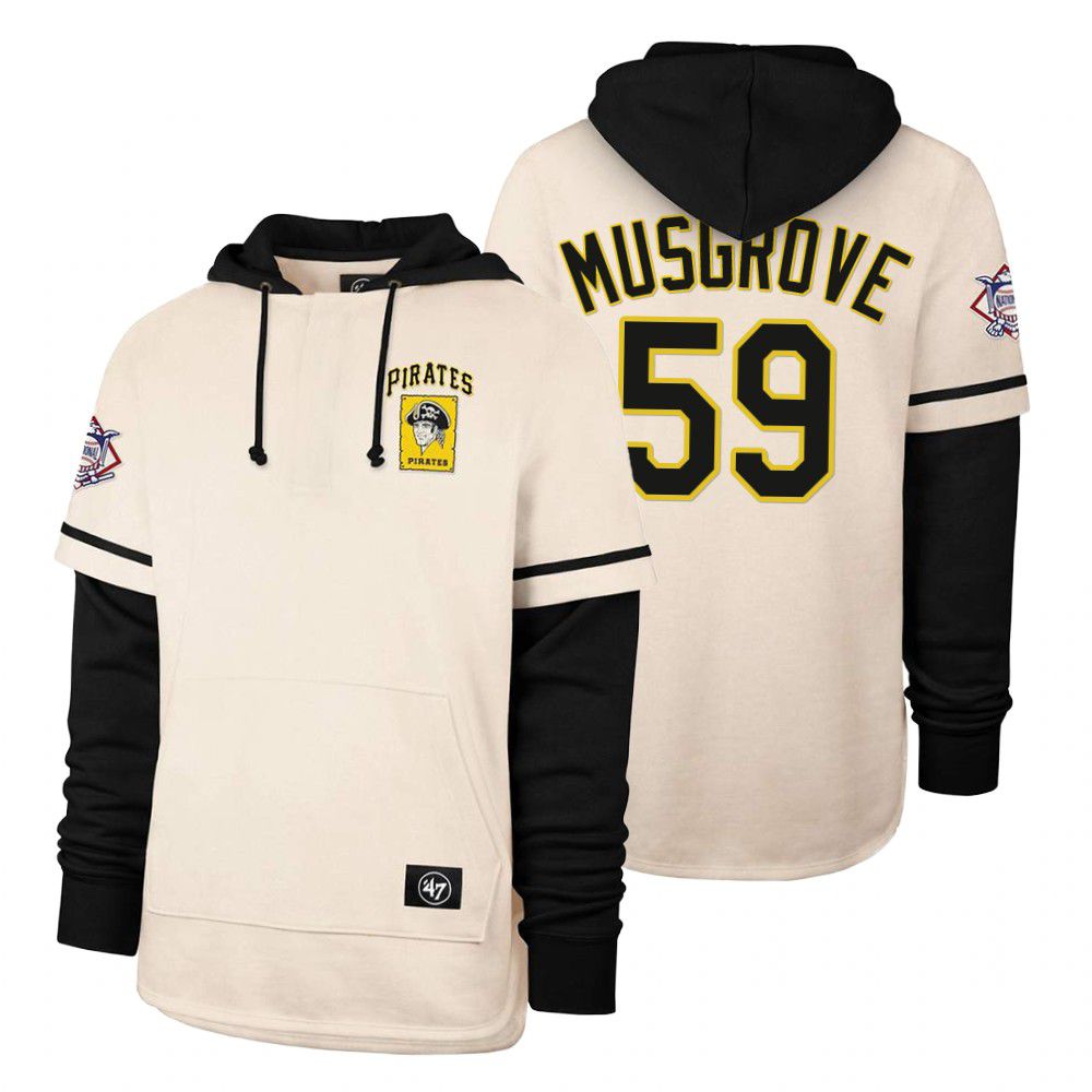 Men Pittsburgh Pirates #59 Musgrove Cream 2021 Pullover Hoodie MLB Jersey